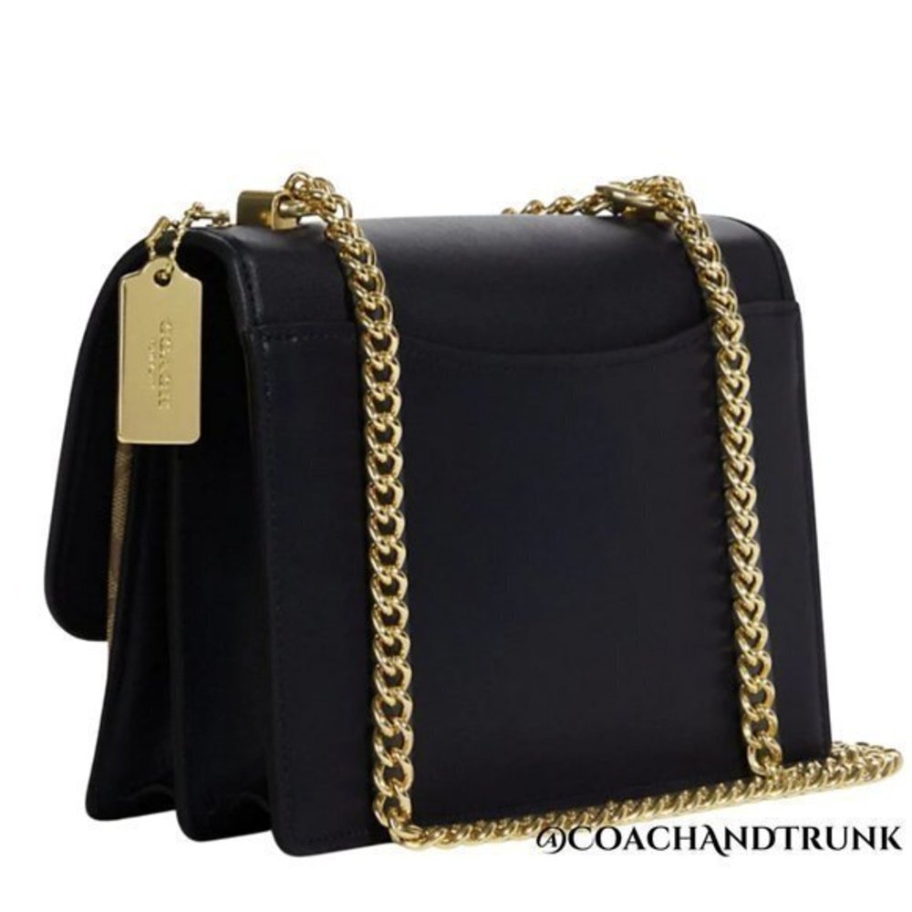 COACH Embroidered Navy Leather Dreamy Floral Klare Gold Accents & Strap NWT - Picture 6 of 12